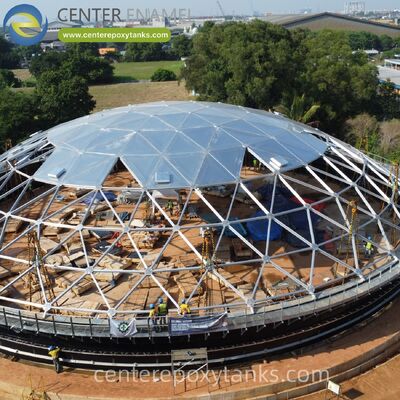 ঢালাই স্টেইনলেস স্টীল তেল সঞ্চয় ট্যাংক জন্য অ্যালুমিনিয়াম গম্বুজ ছাদঃ নাটকীয়ভাবে পণ্য ক্ষতি হ্রাস এবং বড় আকারের সঞ্চয় জন্য একটি রক্ষণাবেক্ষণ মুক্ত কভার প্রদান করে